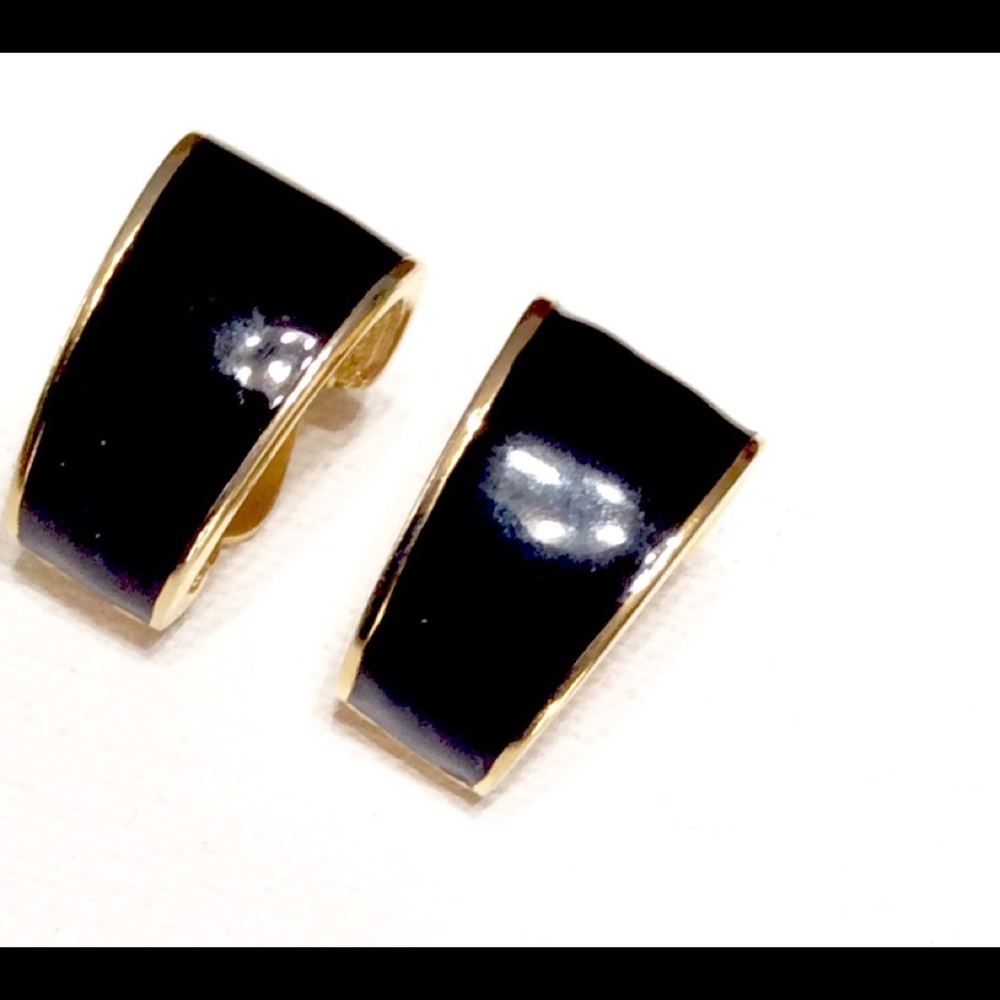 Half Hoop 80’s Black Earrings Clip Vintage Quality